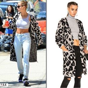 AMIRI Leopard Oversized Long Cardigan Sweater Size Medium